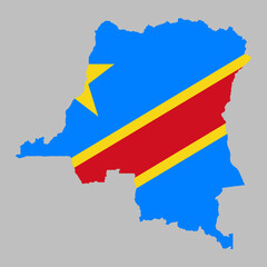 Obraz premium Democratic Republic of the Congo flag inside the DRC map borders vector illustration 