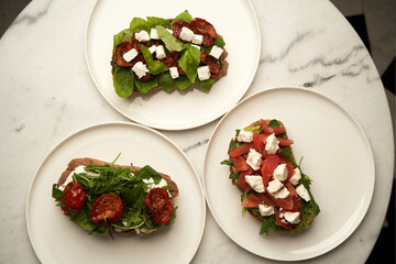 Bruschetta with Tomato, cheese and herbs