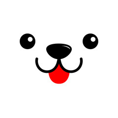 Dog happy square face head icon. Red tongue out. Black nose, eyes. Contour line. Funny baby pooch. Kawaii animal. Cute cartoon puppy character. Love Greeting card. Flat design. Kids background.