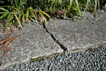 Concrete cracked by the earthquake