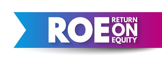 ROE Return On Equity - measure of the profitability of a business in relation to the equity, acronym text concept background