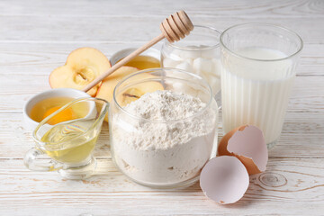 Concept of cooking cake or pie, close up