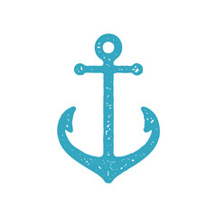 Monochrome simple blue navy anchor with hole for rope hanging decorative design grunge texture