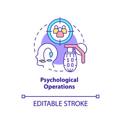 Psychological operations concept icon. Influence opinion. Information operations abstract idea thin line illustration. Isolated outline drawing. Editable stroke. Arial, Myriad Pro-Bold fonts used