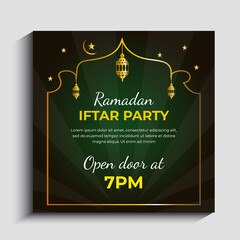 Ramadan Iftar party invitation social media post template design