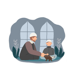 a Muslim teacher teaches a student to recite the Quran