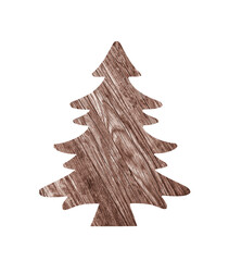 Wooden Christmas tree shape with clipping path