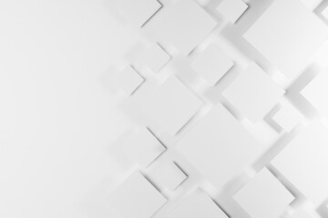 White geometric abstract background with rhombus in sunlight with strict light gradient grey...