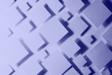 Soft very peri purple abstract geometric pattern of flying rhombuses in light with shadows, top...