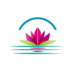 Water lily on a pond. Abstract logo for spa, beauty center and farmhouse. Vector pattern