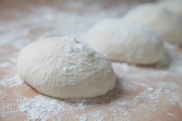 Fototapeta na wymiar Bread Making, white bread dough recipe, yeast, flour & water 