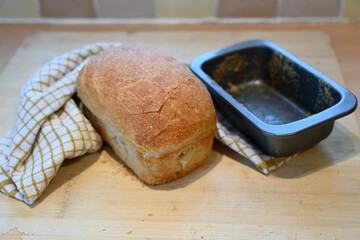 hot bread loaf, fresh bread just taken out the oven