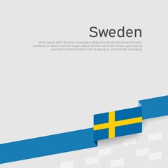 Sweden flag color ribbon on a white background. Background with flag of sweden. Business booklet. State swedish patriotic banner, cover. National poster. Vector flat design - obrazy, fototapety, plakaty