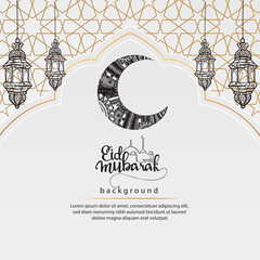 Eid mubarak with Islamic calligraphy, Eid al fitr the Arabic calligraphy means Happy eid