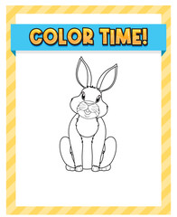 Worksheets template with color time! text and rabbit outline