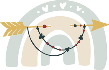 Boho rainbow vector design. Can be used for baby t-shirt print, fashion print design, kids wear, nursery decor, wall art, baby shower, celebration, greeting and invitation card, nursery decor, planner