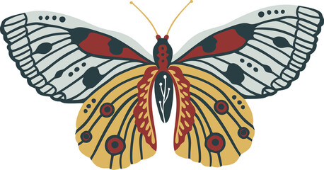 Butterfly vector illustration for t-shirt design, Boho Butterfly print design for  t shirt, wall art, mugs, pillow case etc.