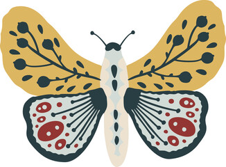 Butterfly vector illustration for t-shirt design, Boho Butterfly print design for  t shirt, wall art, mugs, pillow case etc.