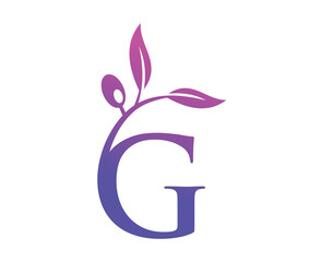 Grape Vine Monogram Logo Letter G