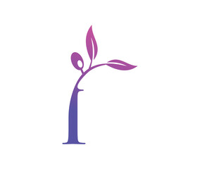 Grape Vine Monogram Logo Letter I