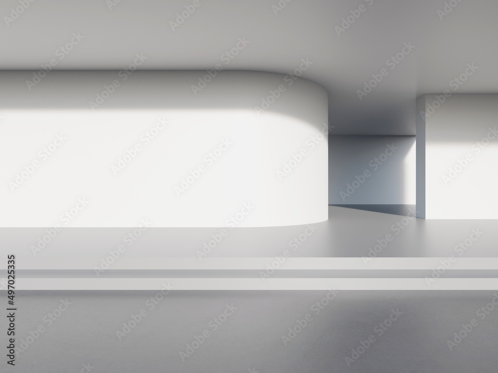 Fototapete 3d rendering of empty concrete space with light and shadow on the wall. contemporary architecture de