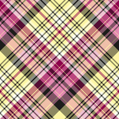 Seamless pattern in stylish black, yellow and pink colors for plaid, fabric, textile, clothes, tablecloth and other things. Vector image. 2