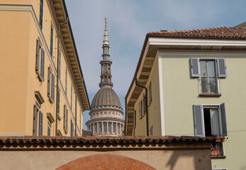the tower of San Gaudenzio in Novara city, Piedmont, Italy. - 497026150