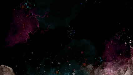 Red and black background Beautiful galaxy of red color with stars. Star field in galaxy space with nebulae, abstract watercolor digital art painting for texture background.