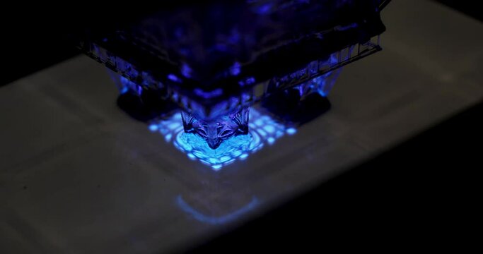 Timelapse resin uv SLA 3D printer using MSLA technology and UV light.