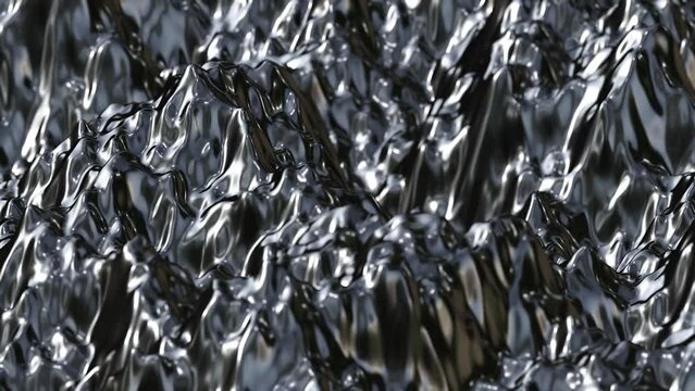 Waving matte chrome surface background loop
