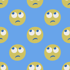 Fototapeta premium Seamless vector facial expression pattern. Repeat chat smiles background for fabric, textile, wrapping, cover etc.