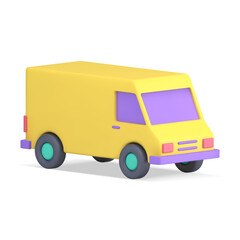 Yellow box truck cargo carrying transportation realistic 3d icon isometric vector illustration