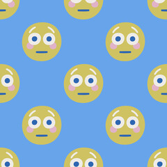 Seamless vector facial expression pattern. Repeat chat smiles background for fabric, textile, wrapping, cover etc.