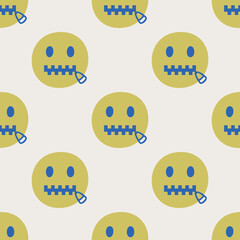 Seamless vector facial expression pattern. Repeat chat smiles background for fabric, textile, wrapping, cover etc.