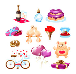 Happy Valentine day elements set vector illustration