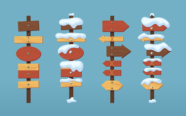 Wooden sign boards blank empty planks or signboards