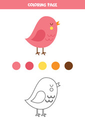 Color cute spring bird. Worksheet for kids.