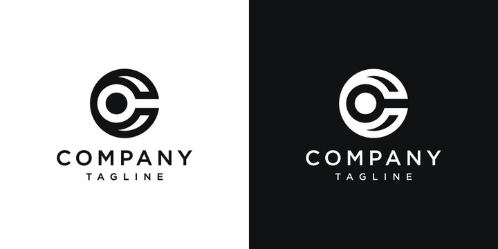 Creative Letter CO Monogram Logo Design Icon Template White and Black Background