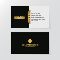 Black and Golden Business Card Template, Luxury Elegant Visiting Card Design