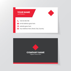 Naklejka na ściany i meble Red and White Business Card Design Professional Visiting Card Template