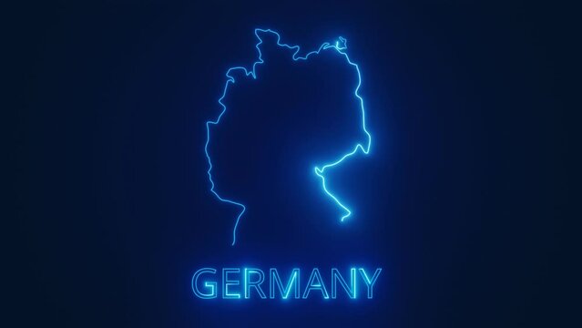 Germany glow map illustration. Rendering video and part of a series.

