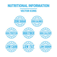 Obraz premium Nutritional information vector icons set for product label or advertising
