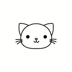 Cute vector cat doodle black and white illustration
