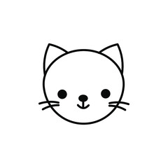 Cute vector cat black and white illustration, simple black and white cat illustration