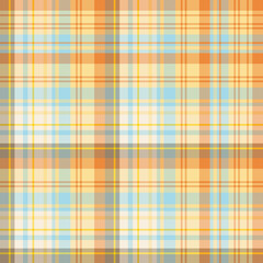 Seamless pattern in stylish brown, orange, blue, yellow colors for plaid, fabric, textile, clothes, tablecloth and other things. Vector image.