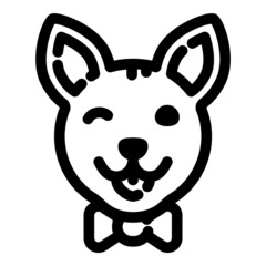 Chihuahua With A Bow Flat Icon Isolated On White Background