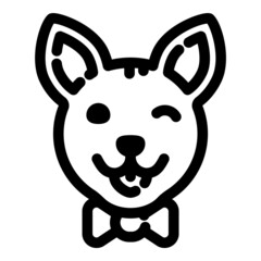 Chihuahua With A Bow Flat Icon Isolated On White Background