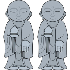 お地蔵様のイラスト（アウトラインあり）