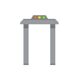Metal detector. Safety frame. Checking dangerous items. Airport counterterrorism equipment. Modern technological gates and entrance. Flat illustration