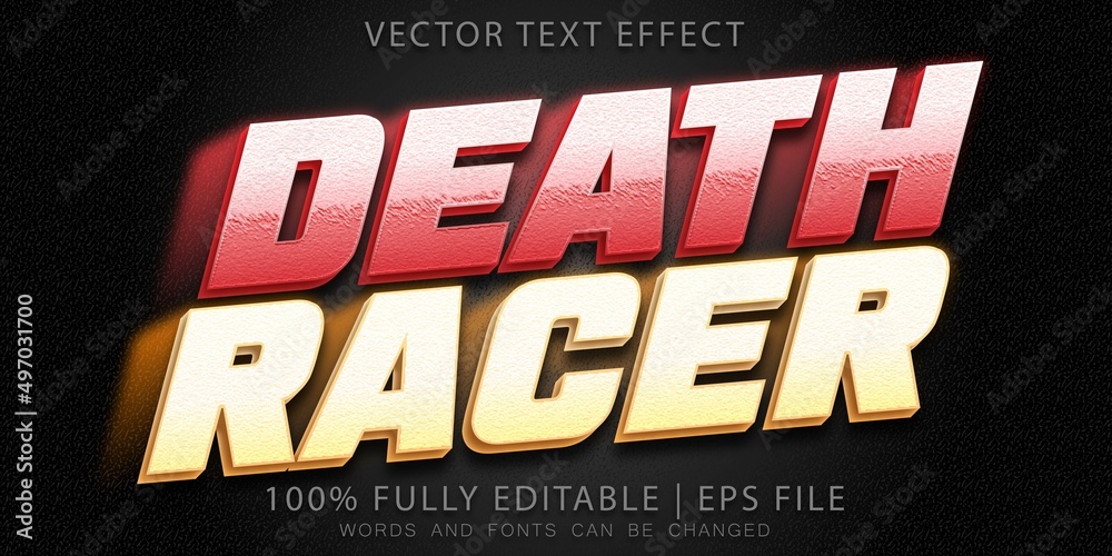 Sticker death racer editable text effect